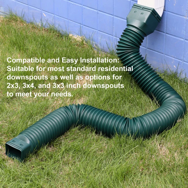 Alt view image 5 of 6 - 16.5ft Long Gutter Downspout Extensions Flexible, 4" Diameter Drain Downspout Extender, Down Spout Drain Extender for Rainwater Drainage, Extendable from 3.4ft to 16.5ft(1Pack Green)