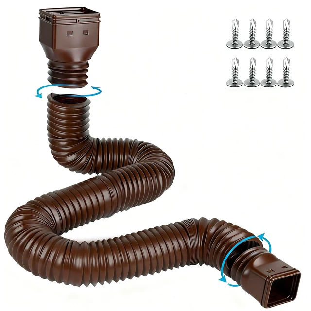 Main image of 16.5ft Long Gutter Downspout Extensions Flexible, 4" Diameter Drain Downspout Extender, Down Spout Drain Extender for Rainwater Drainage, Extendable from 3.4ft to 16.5ft(1Pack Brown)