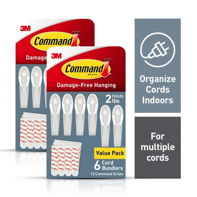 Alt view image 2 of 7 - Plastic Cord Bundlers, Damage-Free Cable Organizer, No Tools Required, 12 Gray and 24 Adhesive Strips