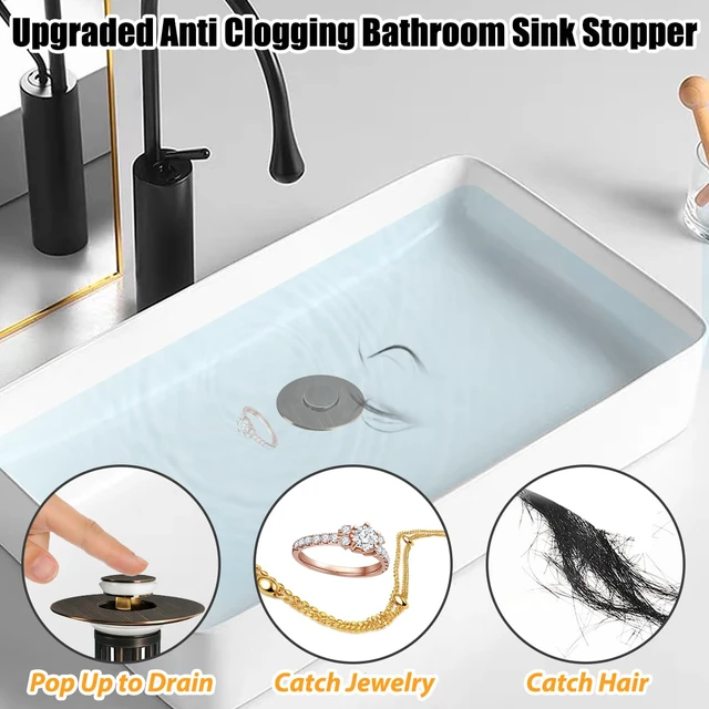 Alt view image 5 of 6 - 3 in 1 Pop Up Bathroom Sink Stopper, Bathroom Sink Drain Strainer with Removable Basket Hair Catcher, Universal Sink Plug Cover for 1.06 in to 1.6 in Drain, Oil Rubbed Bronze