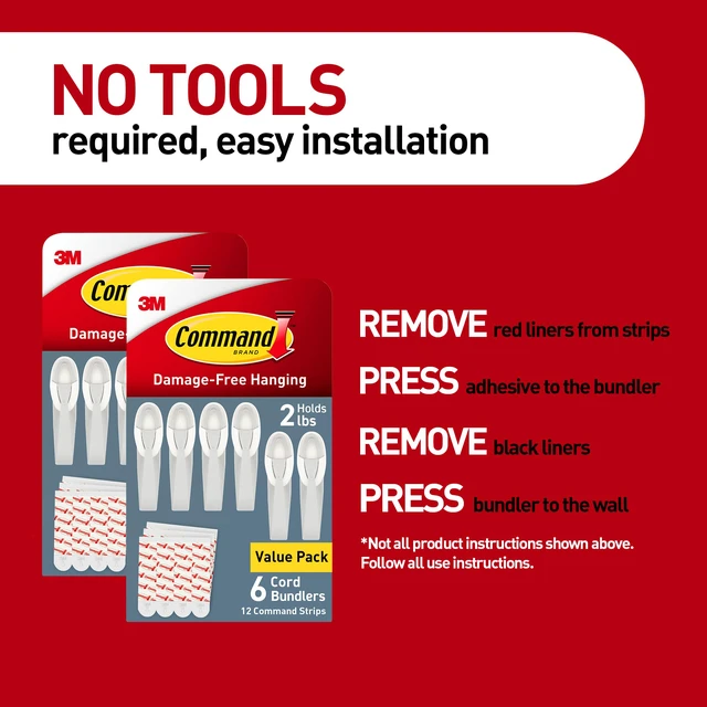 Alt view image 4 of 7 - Plastic Cord Bundlers, Damage-Free Cable Organizer, No Tools Required, 12 Gray and 24 Adhesive Strips