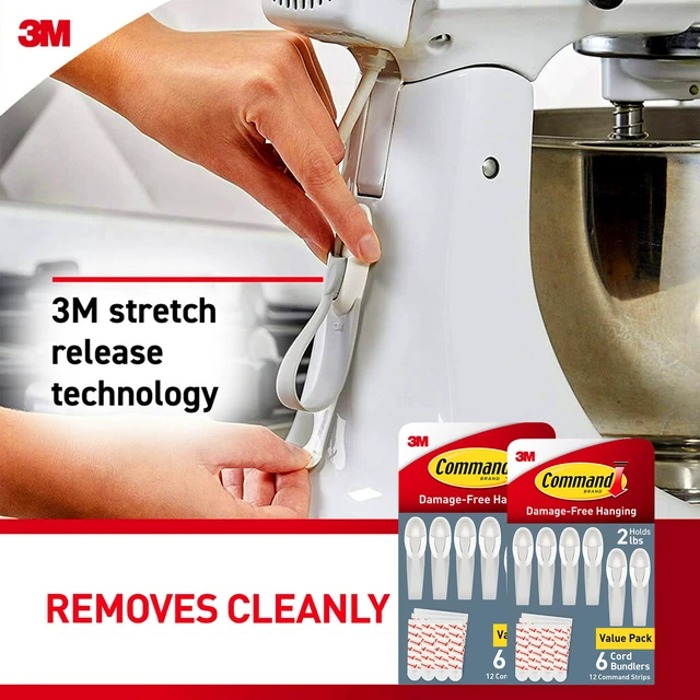 Alt view image 6 of 7 - Plastic Cord Bundlers, Damage-Free Cable Organizer, No Tools Required, 12 Gray and 24 Adhesive Strips
