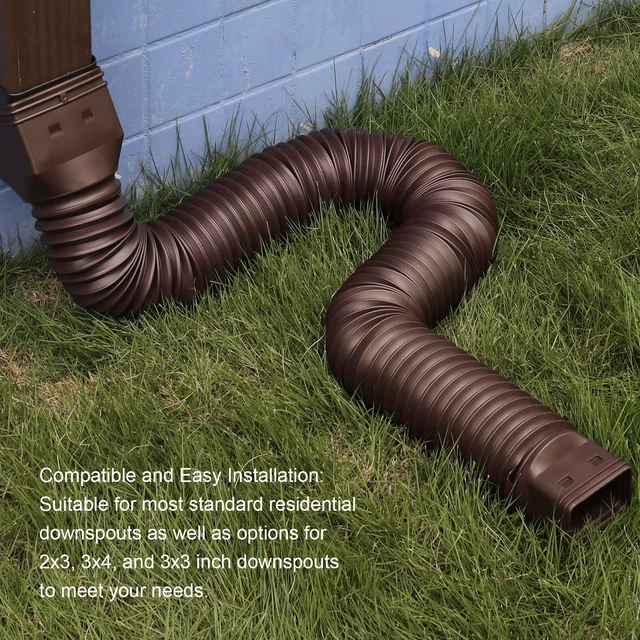 Alt view image 5 of 6 - 16.5ft Long Gutter Downspout Extensions Flexible, 4" Diameter Drain Downspout Extender, Down Spout Drain Extender for Rainwater Drainage, Extendable from 3.4ft to 16.5ft(1Pack Brown)