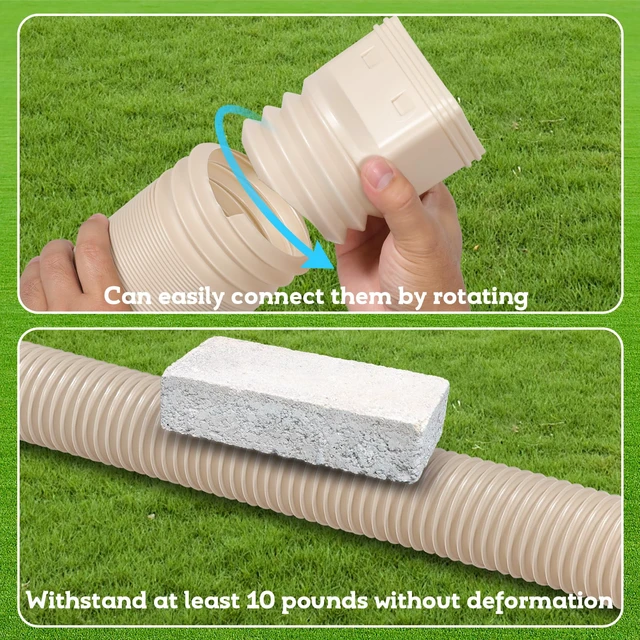 Alt view image 3 of 6 - 16.5ft Long Gutter Downspout Extensions Flexible, 4" Diameter Drain Downspout Extender, Down Spout Drain Extender for Rainwater Drainage, Extendable from 3.4ft to 16.5ft(1Pack Limestone)
