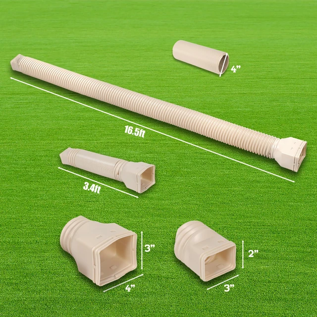Alt view image 6 of 6 - 16.5ft Long Gutter Downspout Extensions Flexible, 4" Diameter Drain Downspout Extender, Down Spout Drain Extender for Rainwater Drainage, Extendable from 3.4ft to 16.5ft(1Pack Limestone)