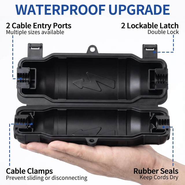 Alt view image 4 of 7 - 3 Pack Waterproof Plug Cover for Outdoor Extension Cord, Black Extension Cord Covers for Outside Use, IP54 Water-Resistant Seal, Protects Outdoor Connections and Holiday Lights