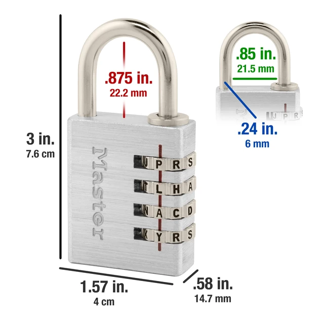 Alt view image 2 of 5 - 643DWD Set Your Own Word Combination Lock 1-9/16 in. Wide Silver