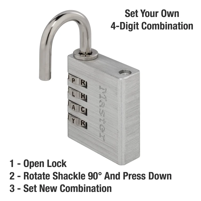 Alt view image 4 of 5 - 643DWD Set Your Own Word Combination Lock 1-9/16 in. Wide Silver
