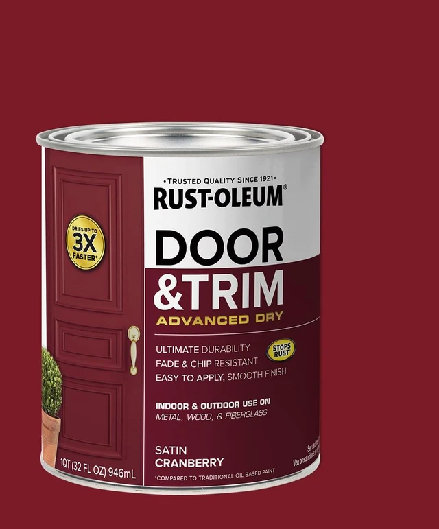 Alt view image 2 of 7 - 369385 Advanced Dry Door & Trim Paint, Quart, Satin Cranberry