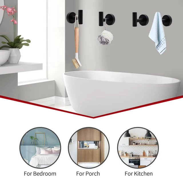 Alt view image 5 of 7 - 20pcs Bathroom Hardware Set, Matte Black Bathroom Hardware Set, Including 16" Hand Towel Bars, Toilet Paper Holders, Towel Rings, Robe Towel Hooks