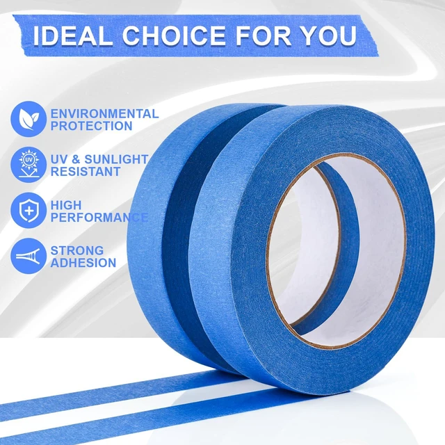 Alt view image 3 of 7 - 30 Rolls Painters Tape 1 Inch Wide, Blue Masking Tape for Painting 55yds UV Resistant, No Residue, Sharp Lines, Multi-Surface Blue Painters Tape for Wall Painting, Home, Indoor and Outdoor