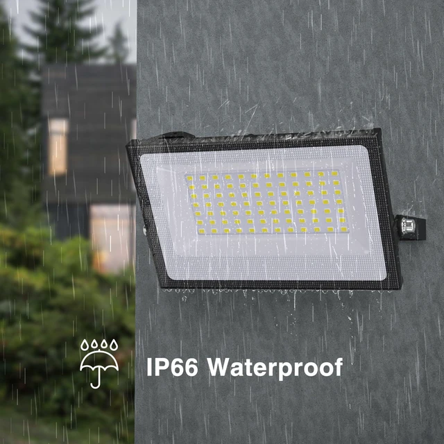 Alt view image 4 of 7 - 80W Flood Lights Outdoor,8000lm Bright LED Work Light with Plug,Daylight White LED Flood Lighting, IP66 Waterproof Security Yard Lights for Garage Stadium 2 Pack