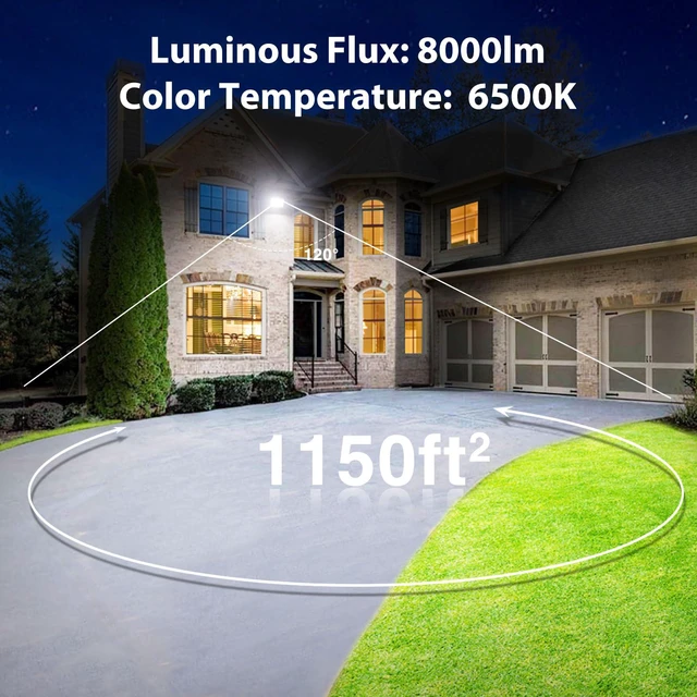 Alt view image 3 of 7 - 80W Flood Lights Outdoor,8000lm Bright LED Work Light with Plug,Daylight White LED Flood Lighting, IP66 Waterproof Security Yard Lights for Garage Stadium 2 Pack