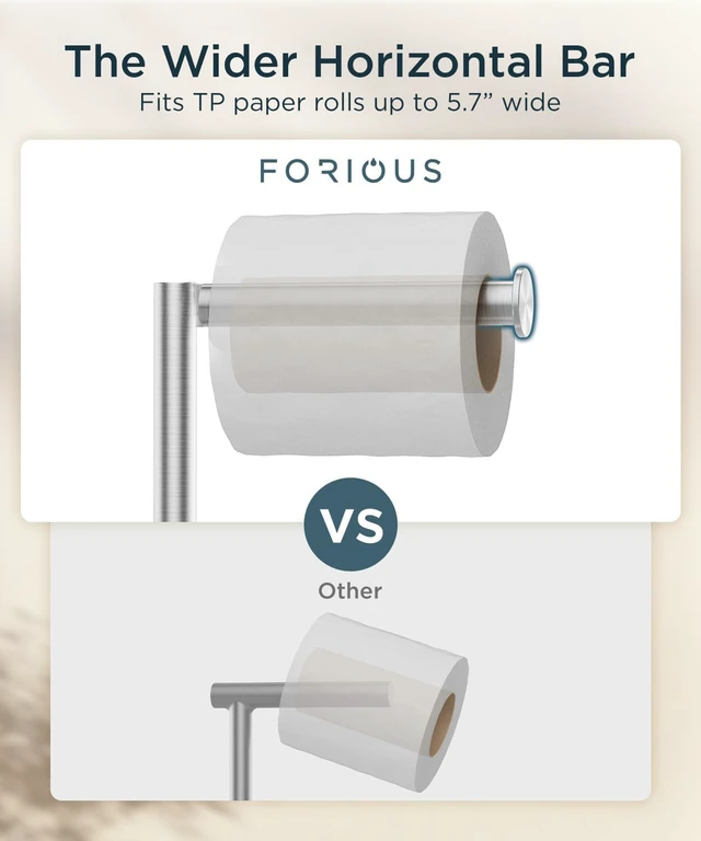 Alt view image 5 of 6 - Toilet Paper Holder Stand with Storage for 4 Rolls, Brushed Nickel Modern Freestanding SUS 304 Stainless Steel Bathroom Tissue Roll Organizer with Heavy Anti-Slip Weighted Base