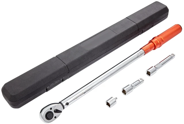 Main image of 1/2-inch Drive Click Torque Wrench 25-250ft.lb/34-340n.m, Dual-Direction Adjustable Torque Wrench Set with Mechanical Dual Range Scales and Adapters Extension Rod