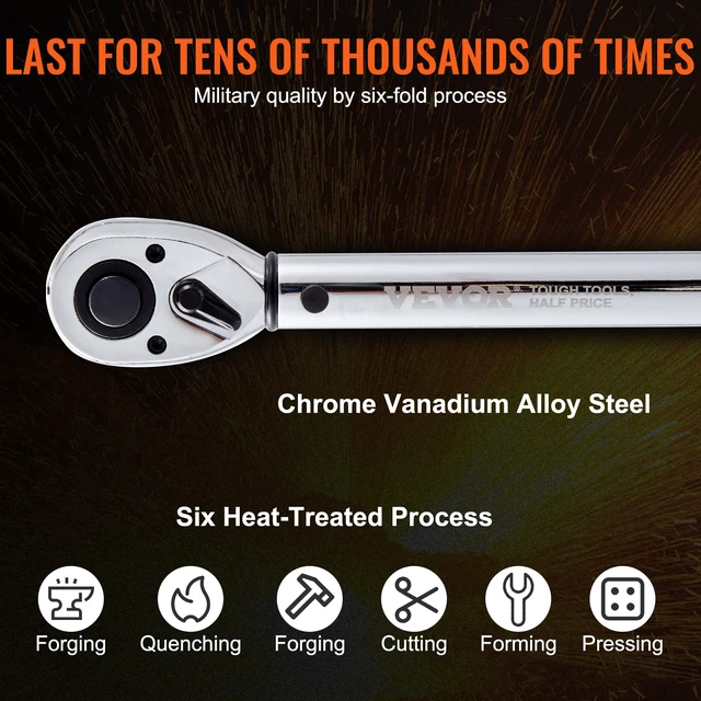 Alt view image 3 of 7 - 1/2-inch Drive Click Torque Wrench 25-250ft.lb/34-340n.m, Dual-Direction Adjustable Torque Wrench Set with Mechanical Dual Range Scales and Adapters Extension Rod
