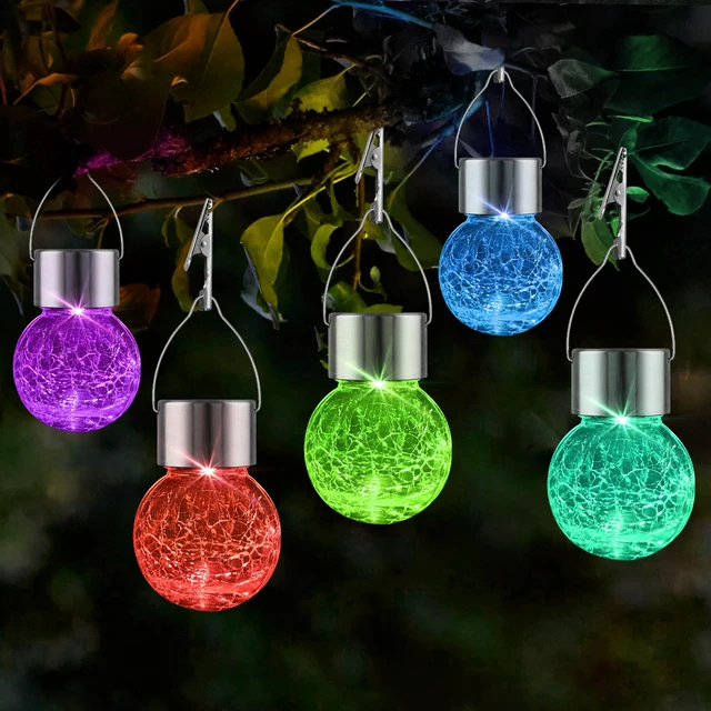 Main image of Solar Lights Outdoor Hanging Decorative Globe 8 Pack, Waterproof Solar Lantern with Handle and Clip, Solar Powered Glass Ball Lights for Garden Yard Fence Tree Umbrella Holiday Décor, Color Changing