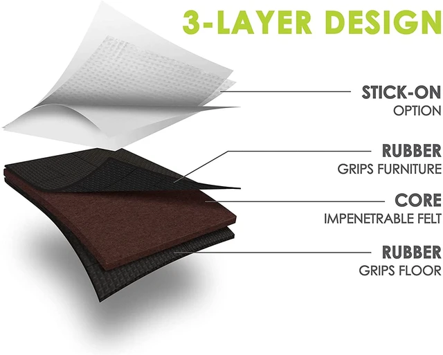 Alt view image 3 of 6 - GorillaPads Non Slip Furniture Pads/Floor Grippers (Set of 8 Non Skid Floor Protectors) Pre-Scored to Cut to Multiple Size, 4 Inch Square, Black, CB140-8