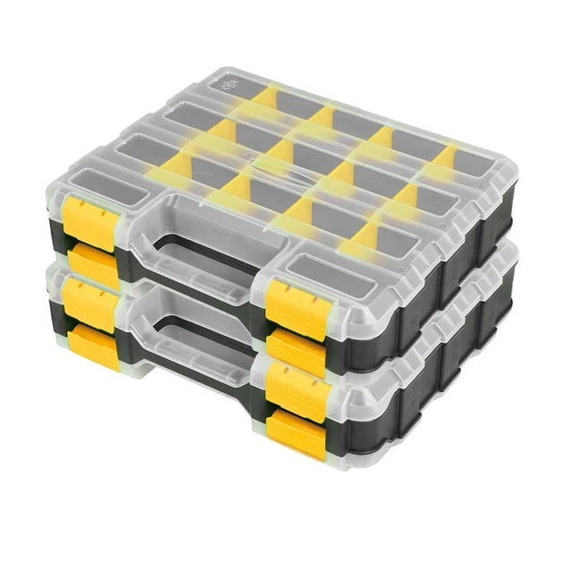 Main image of Tools Box Organizer Double Side 34 Compartments Hardware Organizers with Removable Plastic Dividers for Screws Nuts Nails