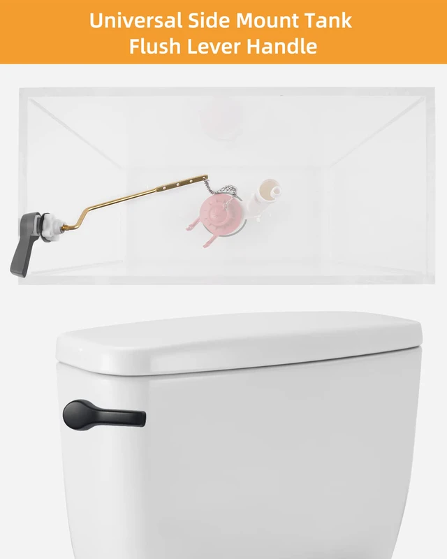 Alt view image 4 of 7 - Universal Metal Side Mount Toilet Handle Kit, Oil Rubbed Bronze Solid Brass Toilet Flush Tank Lever with Stainless Steel Adjustable Flapper Chains, Side Tank Toilet Handle for Most Toilets
