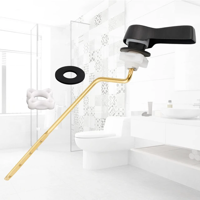 Alt view image 7 of 7 - Universal Metal Side Mount Toilet Handle Kit, Oil Rubbed Bronze Solid Brass Toilet Flush Tank Lever with Stainless Steel Adjustable Flapper Chains, Side Tank Toilet Handle for Most Toilets