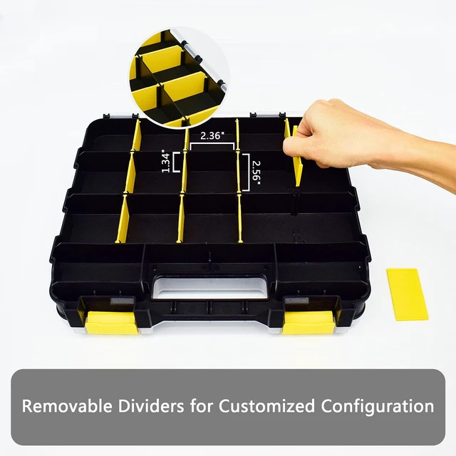 Alt view image 4 of 7 - Tools Box Organizer Double Side 34 Compartments Hardware Organizers with Removable Plastic Dividers for Screws Nuts Nails