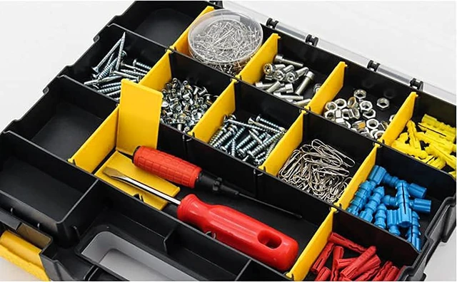 Alt view image 6 of 7 - Tools Box Organizer Double Side 34 Compartments Hardware Organizers with Removable Plastic Dividers for Screws Nuts Nails
