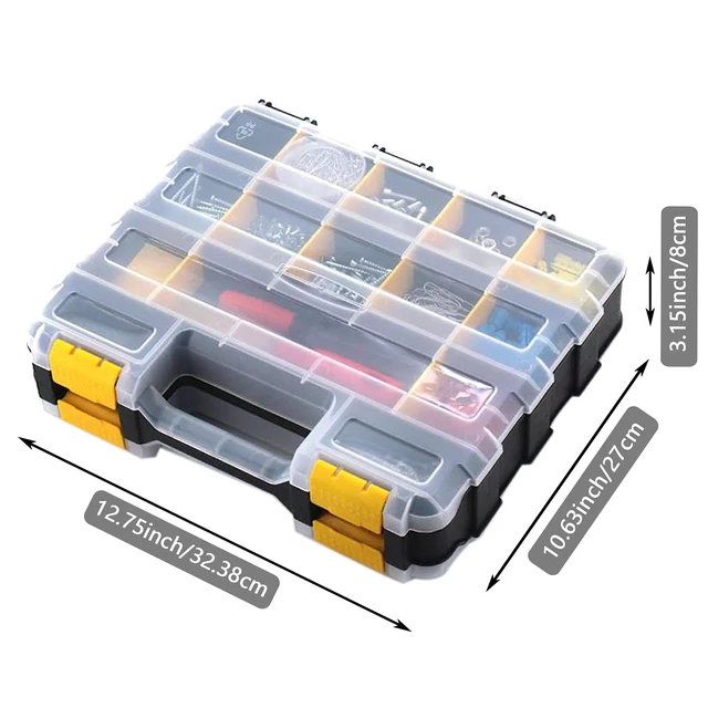 Alt view image 5 of 7 - Tools Box Organizer Double Side 34 Compartments Hardware Organizers with Removable Plastic Dividers for Screws Nuts Nails