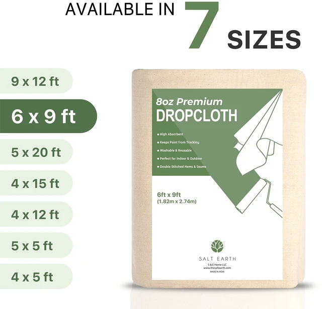 Alt view image 7 of 7 - Canvas Drop Cloth 1Pc, Reusable Paint Drop Cloth, 100% Recycled Cotton Canvas Tarp Cover for Painter, Furniture, Floor Protection, All Purpose Painters Dropcloth for Christmas DIY (6x9 FT)