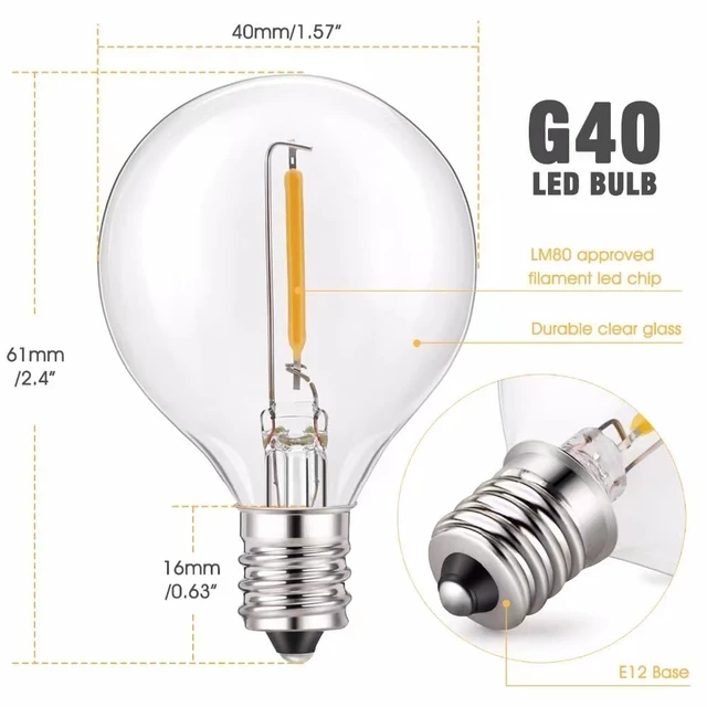 Alt view image 3 of 6 - 100FT Outdoor Patio Black String Lights with 52 Shatterproof G40 LED Clear Globe Bulbs for Indoor/Outdoor, 2-Pack 50FT Connectable Hanging Lights for Backyard Balcony Party Decor