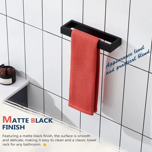 Alt view image 6 of 6 - Towel Rings Matte Black Hand Towel Bar Holder 9-Inch Kitchen Rack Stainless Steel for Bathroom Hardware Wall Mounted, 2 Pack B4008BK-L9-P2