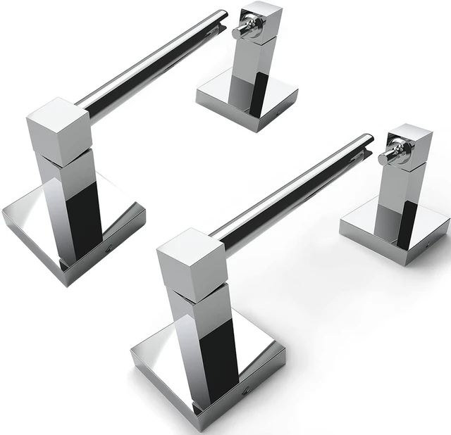 Main image of Chrome Toilet Paper Holder Wall Mount for Bathroom, 2 Pack Dual-Post Pivoting Tissue Roll Holder with Square Base, Rustproof 304 Stainless Steel, Screw-in, for Hotel Apartments, Modern
