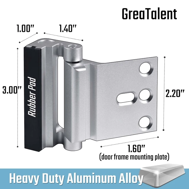 Alt view image 2 of 7 - Home Security Door Reinforcement Lock, Childproof Safety Latch 6Pack Top Door Lock Stopper for Toddlers Safety, Prevents Home Unauthorized Entry, Aluminum Construction, Withstands 800lbs