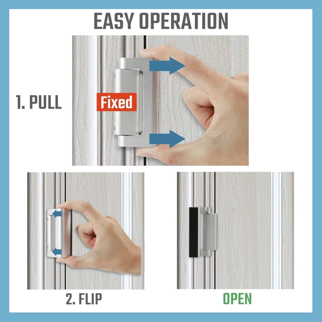 Alt view image 7 of 7 - Home Security Door Reinforcement Lock, Childproof Safety Latch 6Pack Top Door Lock Stopper for Toddlers Safety, Prevents Home Unauthorized Entry, Aluminum Construction, Withstands 800lbs