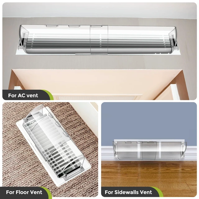 Alt view image 5 of 6 - 9-15.5 Inch Adjustable Air Vent Deflectors, Magnetic Air & Heat Deflector 2 Pack Clear Magnetic Air & Heat Deflector for Sidewall, Ceiling Registers and Vents
