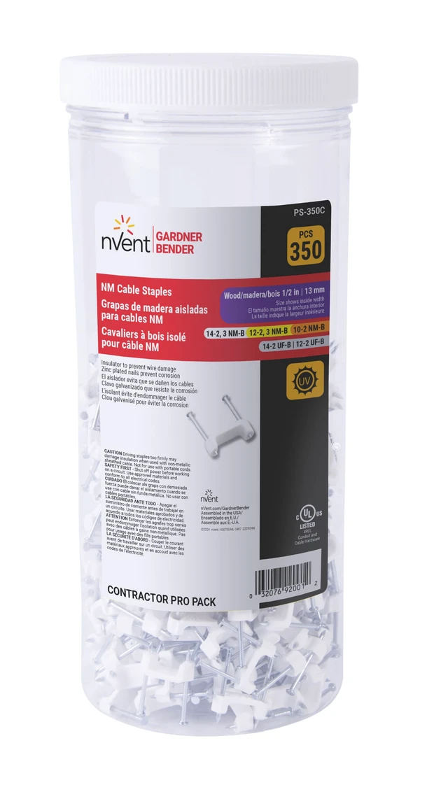 Alt view image 3 of 6 - PS-350C Plastic Staple, ½, Secures: Romex, UF and NM Electrical Cable, White
