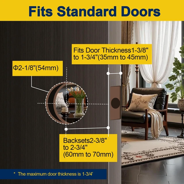 Alt view image 4 of 7 - 3 Pack Door Knobs with Lock and Key,All Keyed Same Entry Door Knob, Exterior and Interior Door Lock, Door Handle Satin Nickel