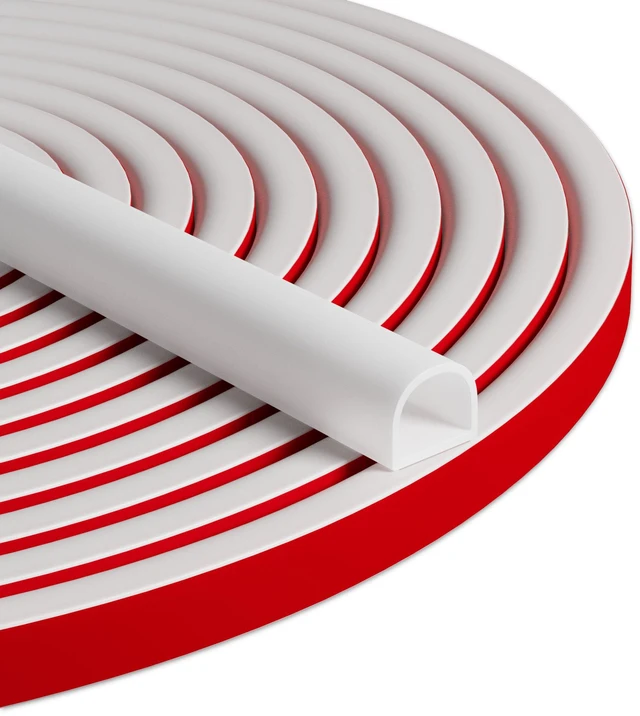 Main image of 20FT Weather Stripping Door Seal, Self-Adhesive Silicone D-Shaped Seal Strip for Door Frame & Window Gaps, Soundproof Insulation Gap Filler