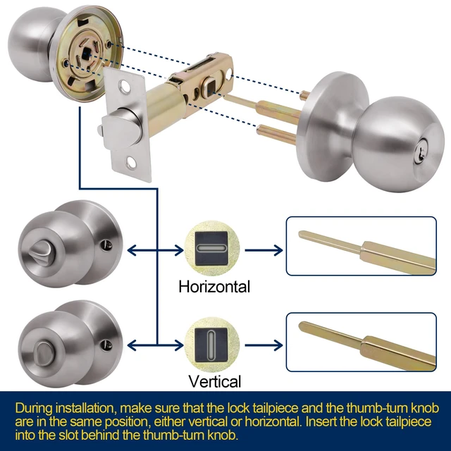 Alt view image 7 of 7 - 3 Pack Door Knobs with Lock and Key,All Keyed Same Entry Door Knob, Exterior and Interior Door Lock, Door Handle Satin Nickel