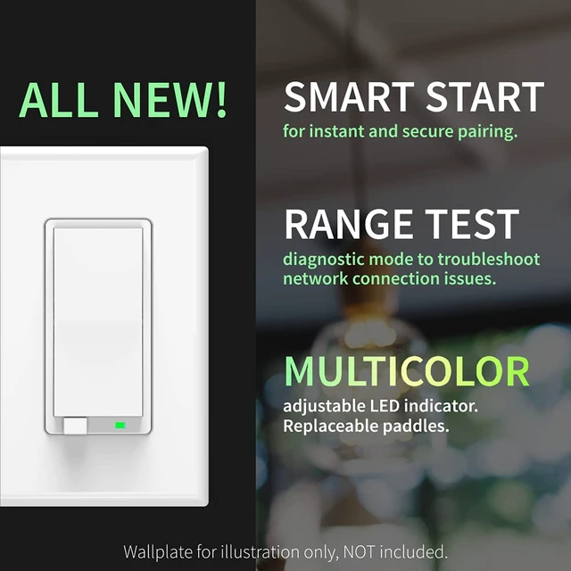 Alt view image 4 of 6 - 800 Series Z-Wave Long Range Dimmer Switch ZEN72 800LR, White | Direct 3-Way (No Add-On Switch Needed) | Z-Wave Hub Required