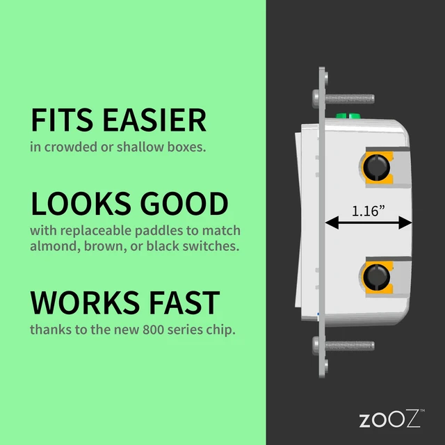 Alt view image 5 of 6 - 800 Series Z-Wave Long Range Dimmer Switch ZEN72 800LR, White | Direct 3-Way (No Add-On Switch Needed) | Z-Wave Hub Required