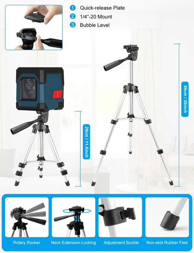 Alt view image 2 of 7 - Laser Level, Cross Line Laser with Self-Leveling, Vertical and Horizontal Line, Rotatable 360 Degree, Carrying Pouch, Battery Included (Green)