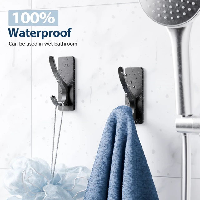 Alt view image 2 of 6 - 10-Pack Self Adhesive Towel Hooks: Extra Strong 13LB, Stainless Hook for Hanging Loofah, Towels, Coat, Bath Robe Bathroom Shower, Black