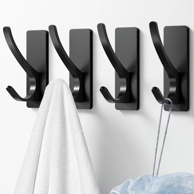 Alt view image 6 of 6 - 10-Pack Self Adhesive Towel Hooks: Extra Strong 13LB, Stainless Hook for Hanging Loofah, Towels, Coat, Bath Robe Bathroom Shower, Black