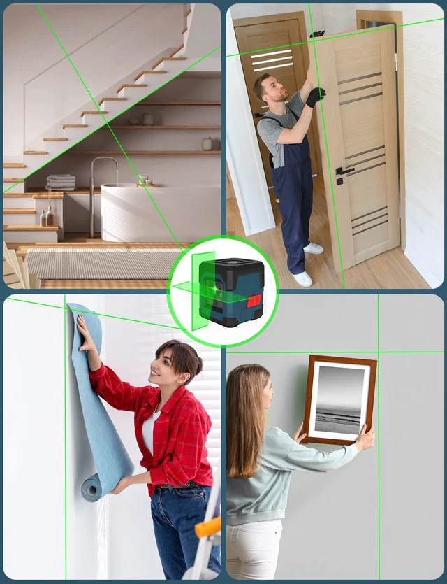 Alt view image 6 of 7 - Laser Level, Cross Line Laser with Self-Leveling, Vertical and Horizontal Line, Rotatable 360 Degree, Carrying Pouch, Battery Included (Green)