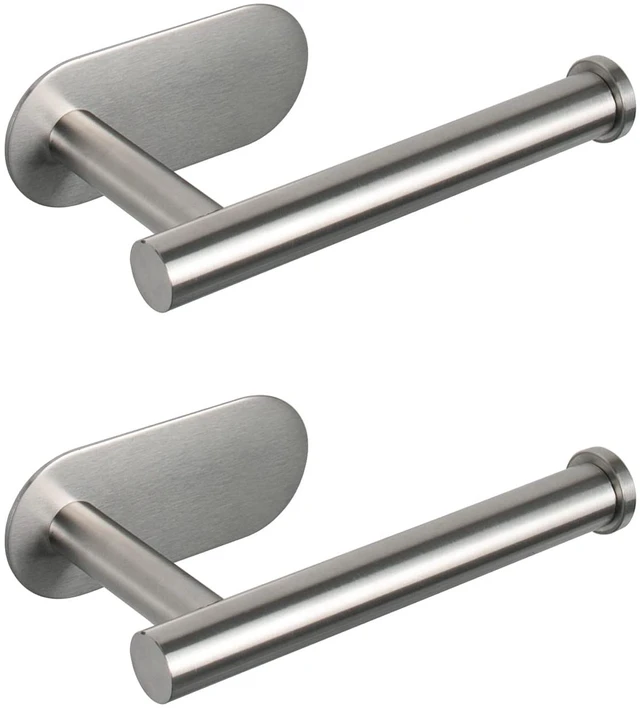 Main image of Toilet Paper Holder Self Adhesive, Premium Thicken SUS304 Stainless Steel Rustproof Adhesive Toilet Roll Holder no Drilling for Bathroom, Kitchen, Washroom (2 Pack, Brushed Nickel)
