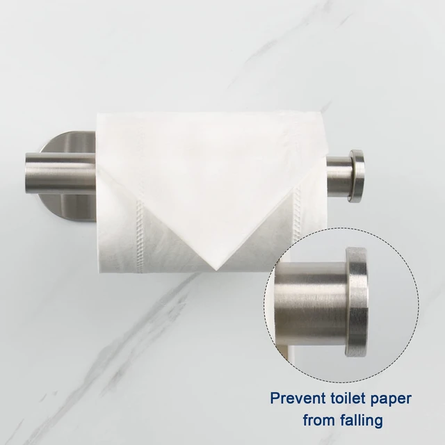 Alt view image 3 of 7 - Toilet Paper Holder Self Adhesive, Premium Thicken SUS304 Stainless Steel Rustproof Adhesive Toilet Roll Holder no Drilling for Bathroom, Kitchen, Washroom (2 Pack, Brushed Nickel)
