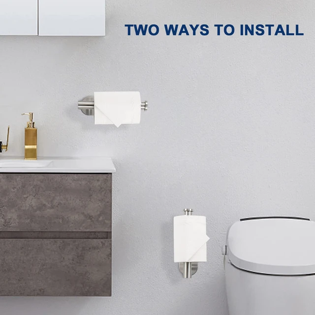 Alt view image 6 of 7 - Toilet Paper Holder Self Adhesive, Premium Thicken SUS304 Stainless Steel Rustproof Adhesive Toilet Roll Holder no Drilling for Bathroom, Kitchen, Washroom (2 Pack, Brushed Nickel)