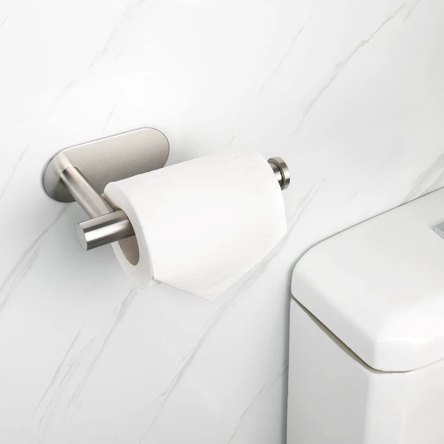 Alt view image 7 of 7 - Toilet Paper Holder Self Adhesive, Premium Thicken SUS304 Stainless Steel Rustproof Adhesive Toilet Roll Holder no Drilling for Bathroom, Kitchen, Washroom (2 Pack, Brushed Nickel)