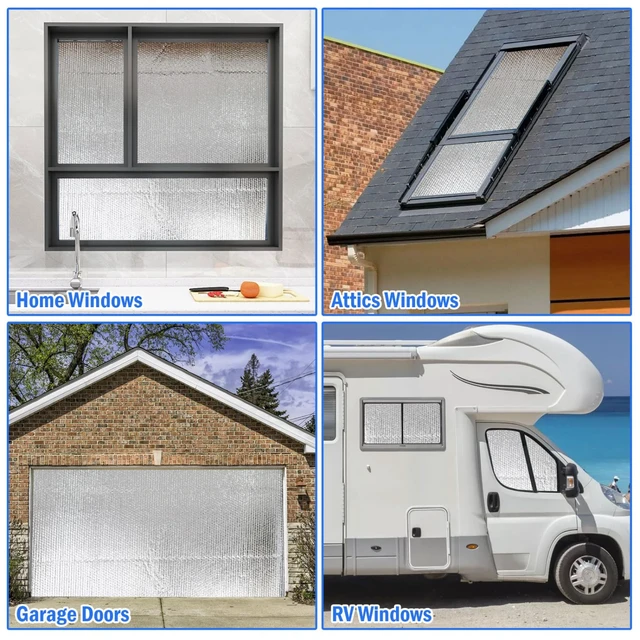 Alt view image 4 of 6 - Double Reflective Insulation 48 in X 15 FT RV Window Insulation for Summer Heat Reflective Window Film for Roof, Car, Garage Doors